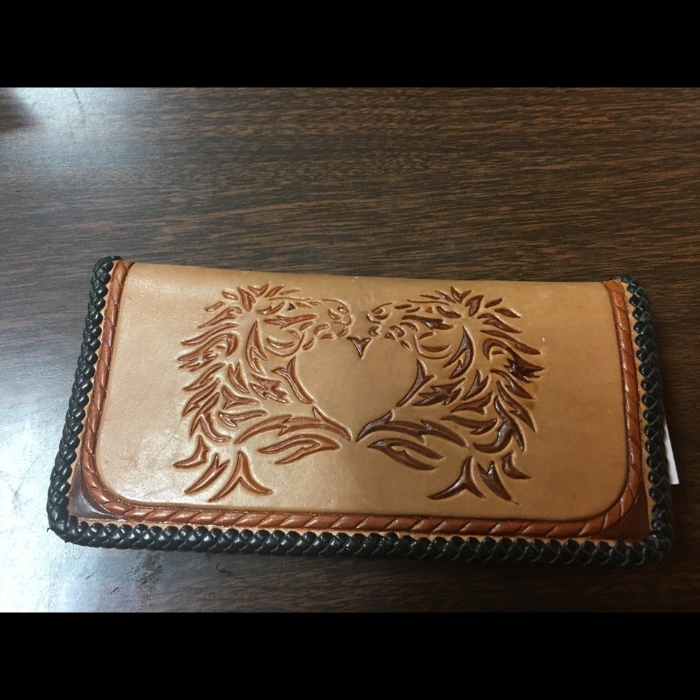 Leather wallet “Kissing Horses” w/Heart